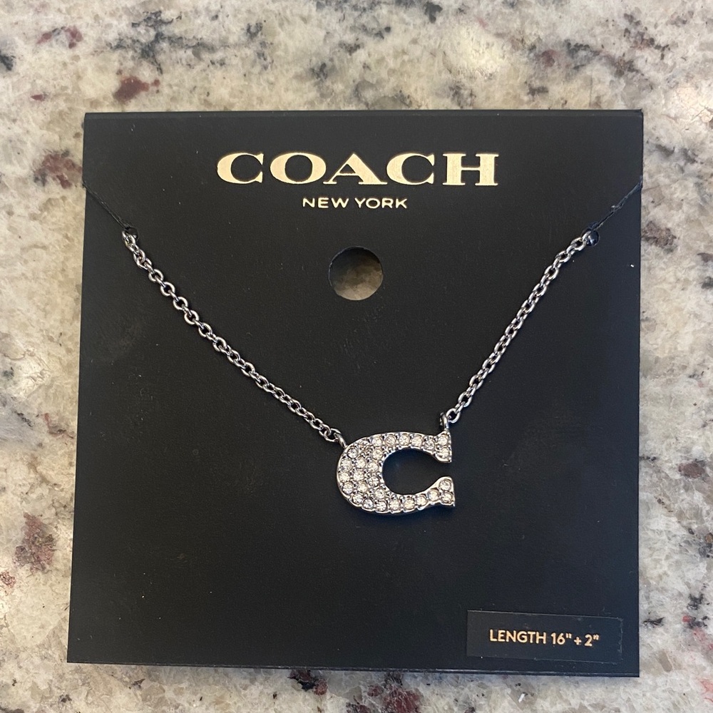 Coach Silver Necklace with Crystal C Pendant